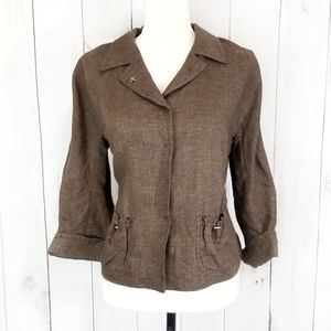 Rivamonti by Brunello Cucinelli Snap Button Down Linen Jacket